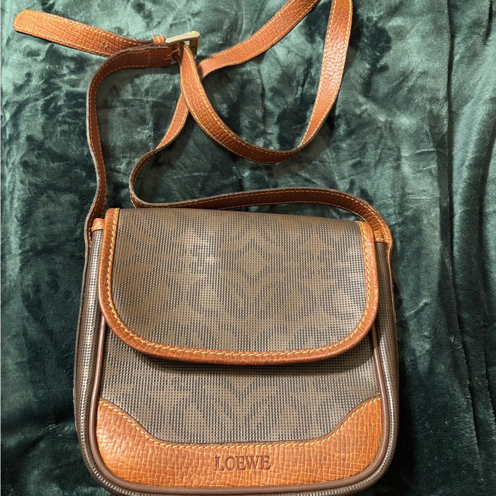 Loewe Elegant Brown and Tan Crossbody Bag